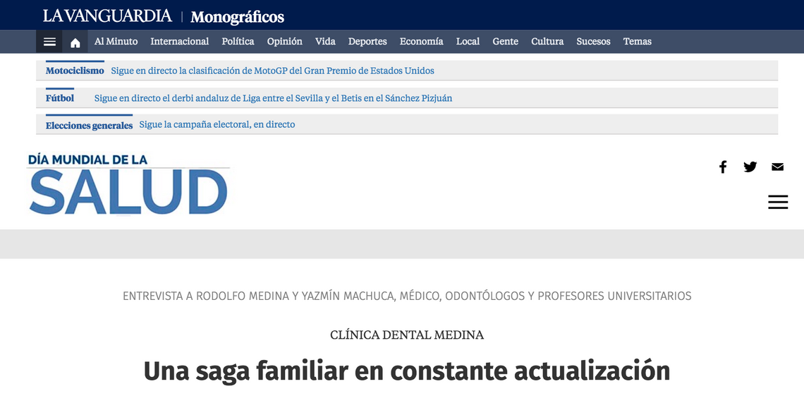 Clínica Dental Rodolfo Medina Noticia en La Vanguardia